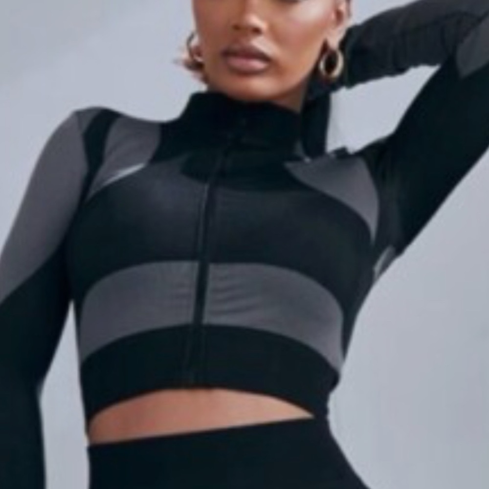 PLT Black & Gray Zip Up Contour